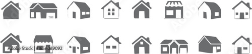 House and store Icon set. home symbol isolated on white background. Vector Illustration