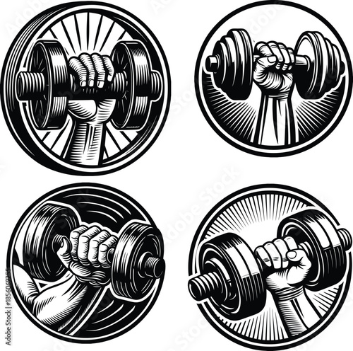 Gym, fitness logo or label. Sport, bodybuilding concept. Vector icon