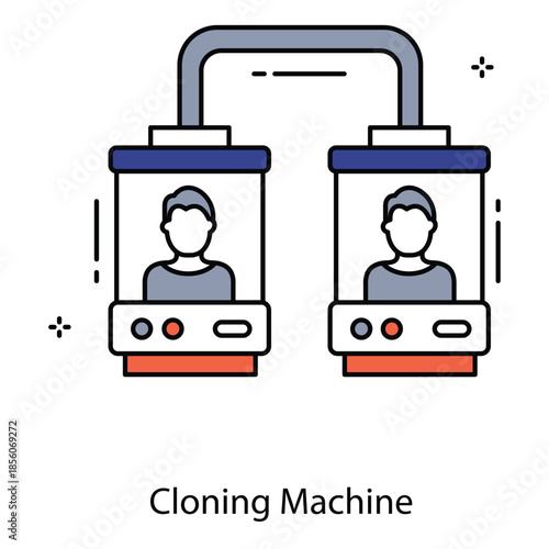 Cloning Machine Illustration Depicting DNA Replication Technology for Genetics and Biotechnology