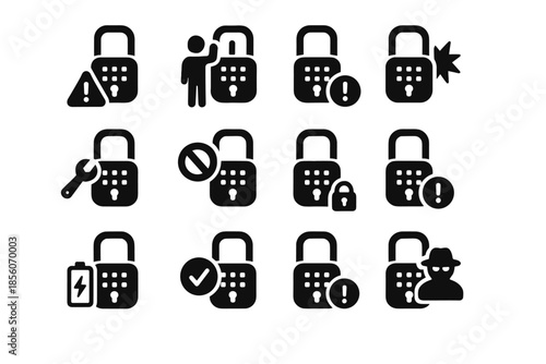 Denied lock vector breach battery jammed smart attempt alert access security icon