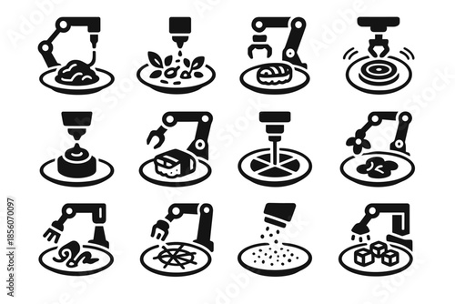 Vector placer programmable dessert ai plating sushi robotic icon spice sprayer food