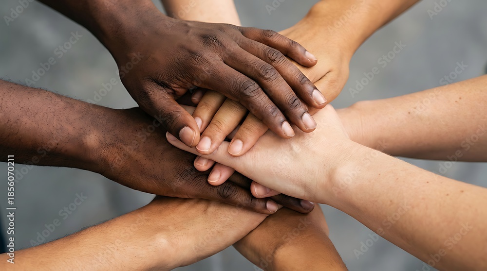 Fototapeta premium Diverse Hands Stacked in Unity and Collaboration