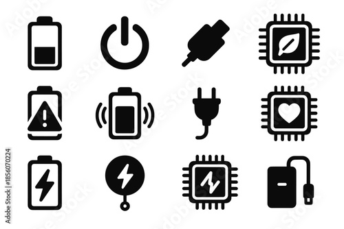 Indicator charging quick wireless cable vector warning battery management icons power icon