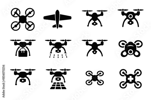 Quadcopter icon delivery nano ai agricultural drone icons racing response vector emergency
