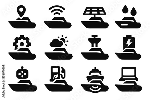 Sonar icon features communication sensors smart computer engine mapping water forecast boat