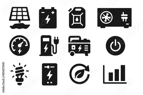 Fuel eco solar icon energy smart voltage boat saver generator vector battery