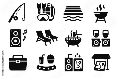 Holders canopy smart vector equipment gear navigation lighting icon boat box tablet