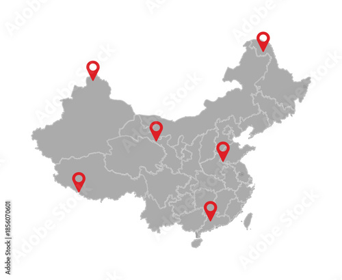  China map with states and cities names