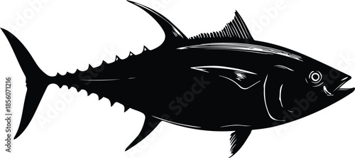 Tuna Fish Silhouette Vector on Transparent Background