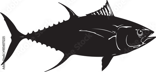 Tuna Fish Silhouette Vector on Transparent Background