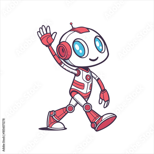 Cute friendly robot character illustration vector design