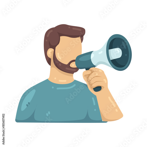 Illustration of Man Speaking into Megaphone