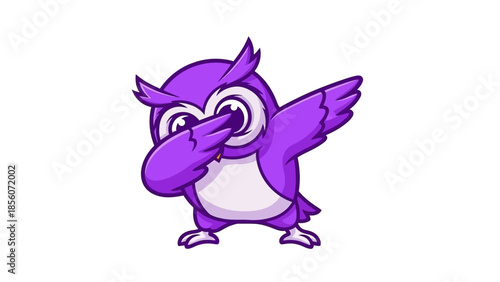 Purple Cartoon Owl Character Standing.