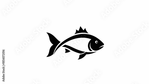 Simple Black Fish Illustration Design Element.