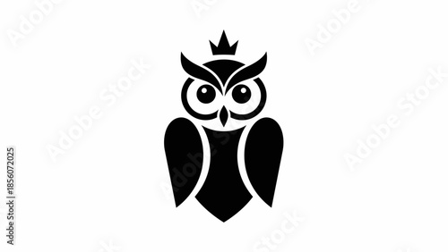 Stylized Owl with Crown Logo Design.