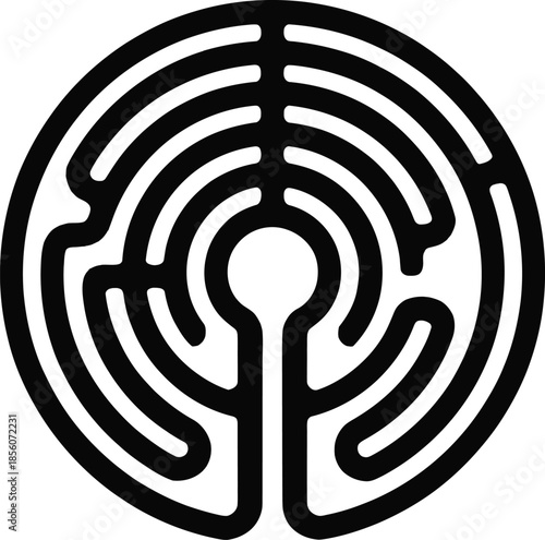 Circular labyrinth with simplified path and central open space