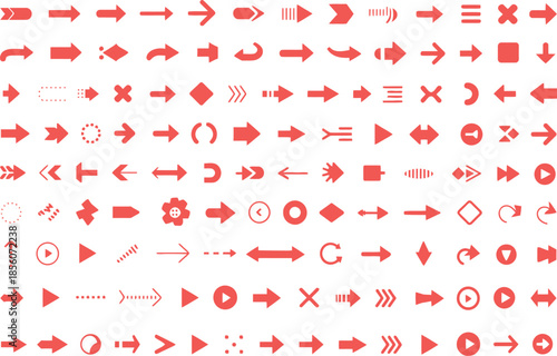 Collection of Red Arrow on White Background arrows