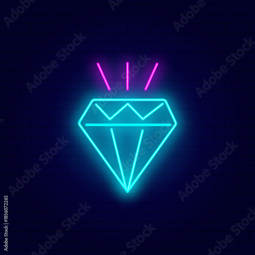 Neon glossy  diamond vector icon