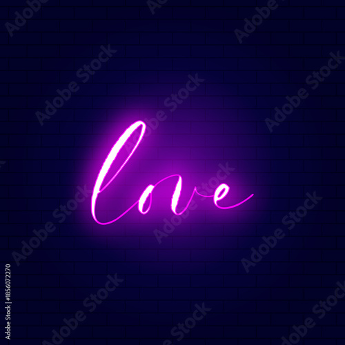 Love text neon vector illustration
