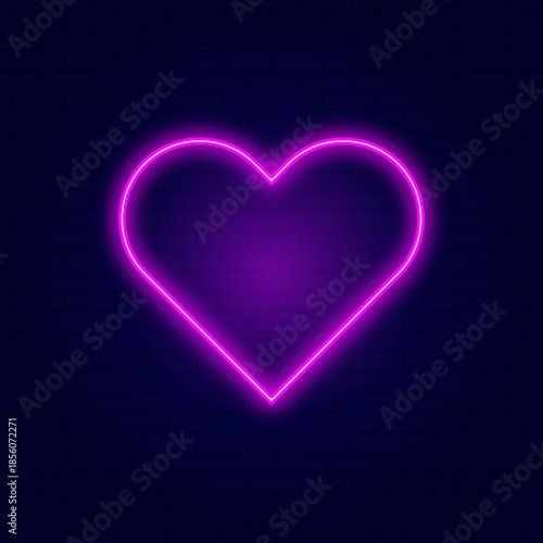 Pink neon heart icon vector illustration