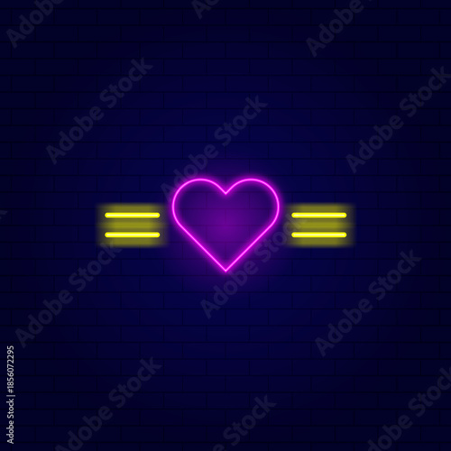 Pink neon heart icon vector illustration