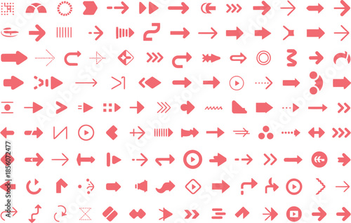 Red directional and action arranged in a grid pattern 1