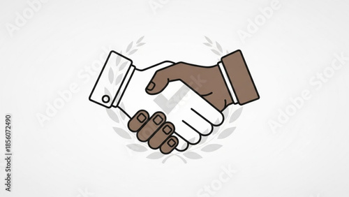 Diverse hands shaking, business partnership, agreement, collaboration, teamwork, unity, handshake, cooperation, two people, illustration