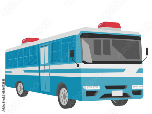 日本の警察の機動隊用車両（遊撃車）のイラスト / Japanese Police Mobile Unit Vehicle Illustration