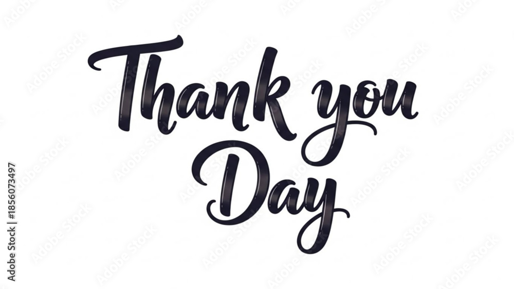 Fototapeta premium Gratitude concept with thank you day text in elegant black cursive script on white background