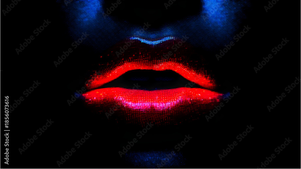 Fototapeta premium red lips isolated on black