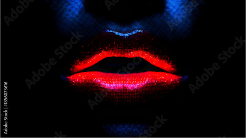 red lips isolated on black