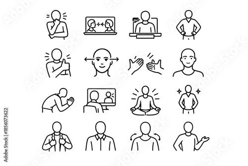 Cue icon presence icons expression camera vector interview communication nonverbal language prep