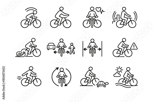 Cautious signal traffic urban slow pace cycling safety awareness vector moderation icon