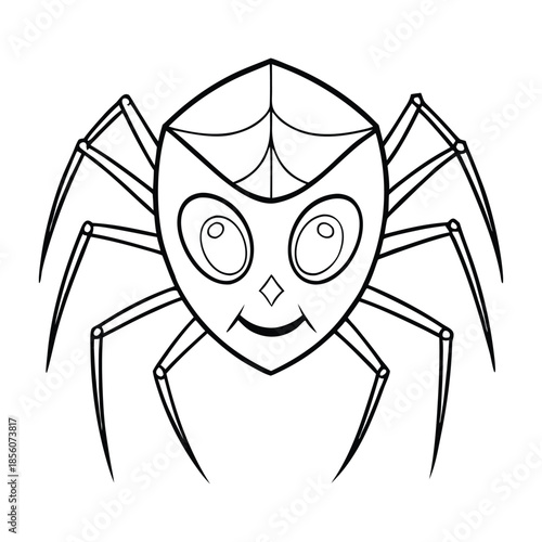 A spooky spider mask coloring page featuring a detailed web design, creepy crawly eyes, and intricate patterns, perfect for kids and adults to color creatively.
