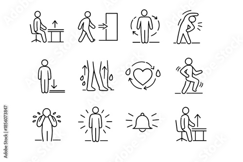 Refresh gentle productivity upright cue stand minimalist break vector signal movement icon