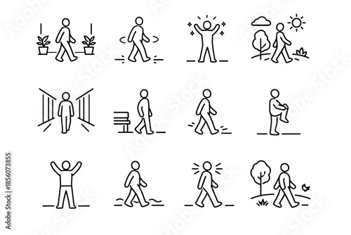 Break quiet vector short pause walk pacing movement indoors calm icon gentle