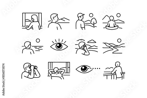 Moment looking distance productivity observation rest icons vector horizon focus minimalist habit