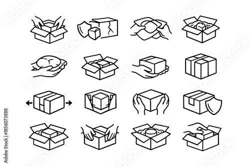 Placement wrapping packing damage habit protection careful sustainable item vector packaging icon