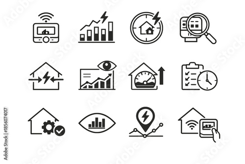 Insight home vector awareness icons electricity visibility smart check cue tracking icon