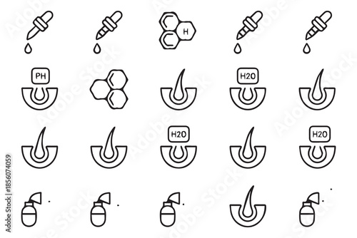 Set of Chemical Droppers and Reactions Icons