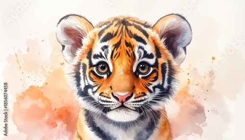 Süßes Baby-Tiger – Aquarell Porträt