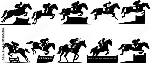 Professional Horse Racing and Equestrian Silhouette Action Set