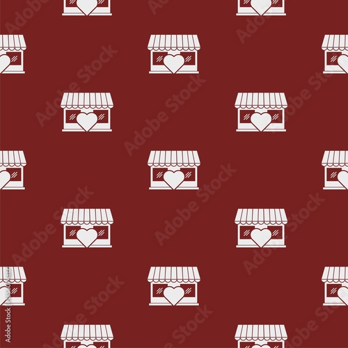 Shop store with heart seamless pattern isolated on white background