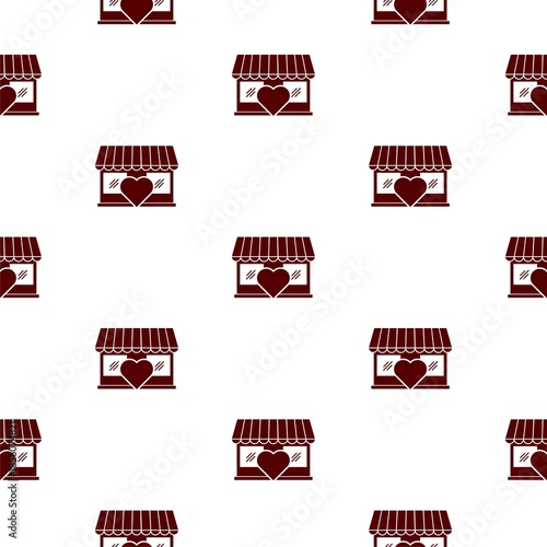 Shop store with heart seamless pattern isolated on white background