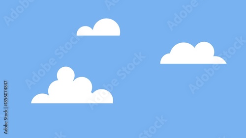 Three White Clouds on Blue Sky Background image photo