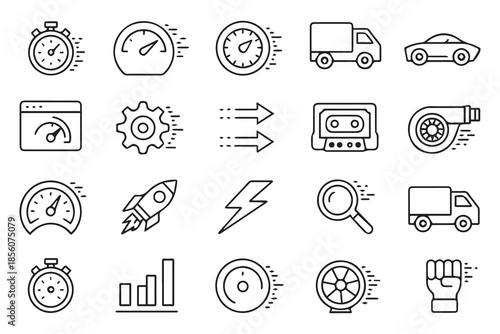 Set of speed and transport icons collection