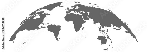 Curved World Map Silhouette with Blue Earth Globe – Global Business Geography and Travel Vector Infographic