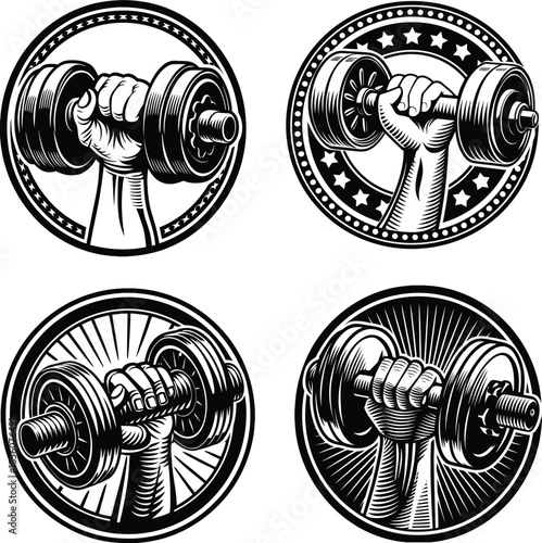 Gym, fitness logo or label. Sport, bodybuilding concept. Vector icon