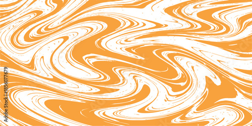 Seamless abstract orange background with a vector wave pattern featuring liquid blue swirls and motion lines for a creative wallpaper design