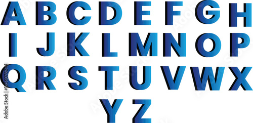 Blue uppercase alphabet letters A to Z. Bold clean typography for education and design. Perfect for posters, worksheets, and digital layouts.